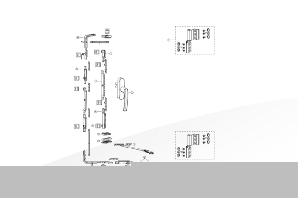 Hardware for multi locking inward-open window
